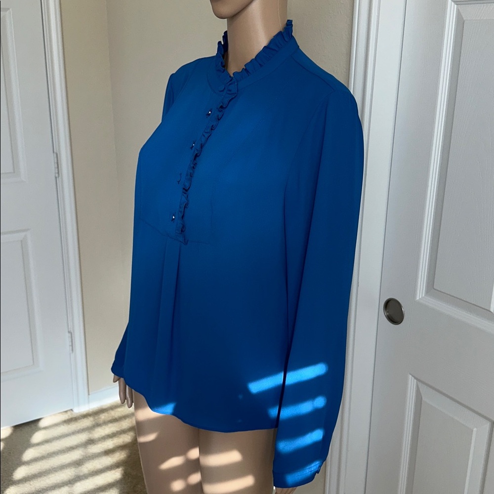 J. Crew Vibrant Blue Button-Up Blouse - Picture 3 of 16